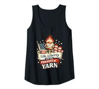 Mujer Liberty and The Pursuit of Yarn Lover Crochet Knitter Camiseta sin Mangas