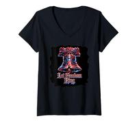 Mujer Liberty Bell Let Freedom Ring USA 250 Aniversario 4 de Julio Camiseta Cuello V
