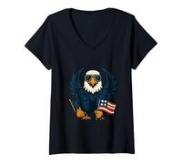Mujer Liberty Guardian Eagle Fuerza y Coraje Camiseta Cuello V