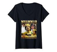 Mujer Libia Dictador Muammar Gadafi Dinar Revolucionario Camiseta Cuello V
