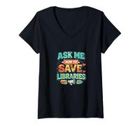Mujer Libraries Library Advocate Librarian Friends Book Lover Camiseta Cuello V