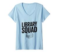 Mujer Library Squad Book Lovers Club de Lectura Divertido Camiseta Cuello V