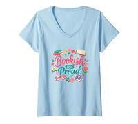 Mujer Librish & Orgulloso Amante de los Libros | Profesor Lectura Bibliotec Camiseta Cuello V