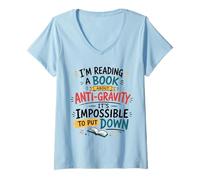 Mujer Libro Anti Gravedad Broma Divertido Lectura Juego de Palabras Cita Camiseta Cuello V