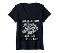 Mujer Libro - Carpe Librum Seize The Book - Bookworm Camiseta Cuello V