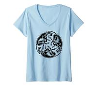 Mujer Libro Celta de Kells Trinity Hounds Camiseta Cuello V