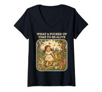 Mujer Libro de Cuentos sarcástico Qué Tiempo para Estar Vivo Camiseta Cuello V