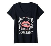 Mujer Libro de fantasía Dark Romance Fairy Bookworm Lectura Camiseta Cuello V
