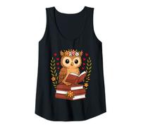 Mujer Libro de Lectura de búho gráfico con Libro Floral Camiseta sin Mangas