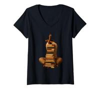 Mujer Libro de Lectura para Mujer Negra Stack Afro Girl Book Melanin Reader Camiseta Cuello V