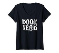 Mujer Libro Nerd Funny Bookish Ransom Note Reader Library Books Camiseta Cuello V