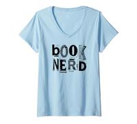 Mujer Libro Nerd Funny Bookish Ransom Note Reader Library Books Camiseta Cuello V