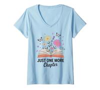 Mujer Libros Bloom Flores Lector Bookworm Retro Lindo Camiseta Cuello V