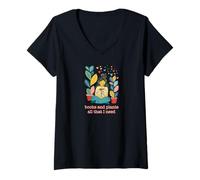 Mujer Libros Y Plantas Todo Lo Que Necesito Camiseta Cuello V