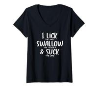 Mujer Lick La Sal Tragar El Tequila Chupar La Lima Camiseta Cuello V