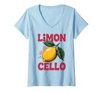 Mujer Licor de limón refrescante Deliciosa Bebida Italiana Limoncello Camiseta Cuello V