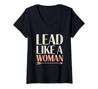 Mujer Liderar como una Mujer Mujeres Empoderamiento Igualdad de Las Mujeres Camiseta Cuello V