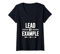 Mujer Liderar con el Ejemplo Cita Motivacional para líderes Camiseta Cuello V