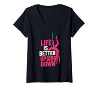 Mujer Life Better Upside Down Aerialist Aerial Silks Bailarinas Mujeres Camiseta Cuello V