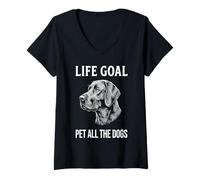 Mujer Life Goal Pet All The Dogs | Amante de los Perros Divertido Camiseta Cuello V