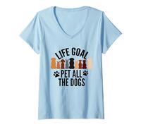 Mujer Life Goal Pet All The Dogs Puppy Paws Doggy Pet Entusiasta Camiseta Cuello V