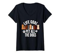 Mujer Life Goal Pet All The Dogs Puppy Paws Doggy Pet Entusiasta Camiseta Cuello V