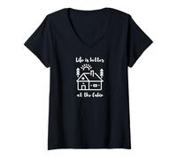 Mujer Life is Better at the Cabin Camiseta Cuello V