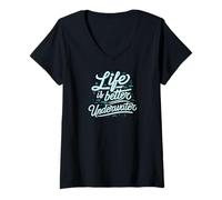 Mujer Life Is Better Underwater Scuba Diving Ocean Sea Camiseta Cuello V