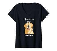 Mujer Life is Better with a Golden - Golden Retriever Dog Lover Camiseta Cuello V