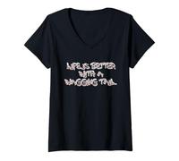 Mujer Life Is Better with a Wagging Tail Quote Camiseta Cuello V