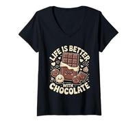 Mujer Life Is Better with Chocolate | Funny chocolatey Happiness Camiseta Cuello V