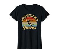 Mujer Life Is Better with Gloves Portero Chica Mujer Retro Camiseta