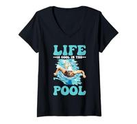 Mujer Life Is Cool In The Pool Natación de Verano - Camiseta Cuello V