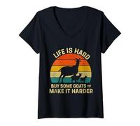 Mujer Life Is Hard Buy Some Goats and Make It Harder Camiseta Cuello V