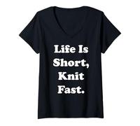 Mujer Life Is Short Knit Fast Funny Saying Camiseta Cuello V