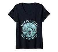 Mujer Life is Simple Añadir Agua Kayak Paddle Lover Camiseta Cuello V