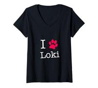 Mujer Life ist Better with Loki Cat Name - Camiseta de Regalo Camiseta Cuello V