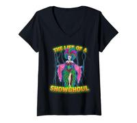 Mujer Life of a Showghoul Skeleton intérprete Halloween Showgirl Camiseta Cuello V