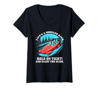 Mujer Life’s a Bobsled Ride Hold on Tight and Enjoy The Slide Camiseta Cuello V