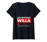 Mujer Life Without Willa Boring No recomendaría Revisión Divertida Camiseta Cuello V