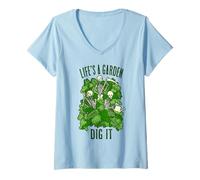 Mujer Life'S A Garden Dig It Jardinero esquelético de jardinería Divertido Camiseta Cuello V