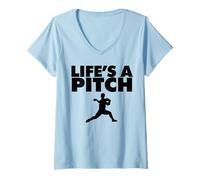 Mujer Life'S a Pitch Funny Baseball Pitcher Life'S a Pitch Camiseta Cuello V