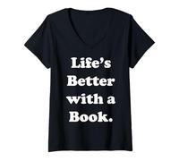 Mujer Life's Better With A Book Reading Quote Camiseta Cuello V