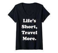 Mujer Life's Short, Travel More Adventure Camiseta Cuello V