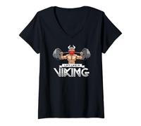 Mujer Lift Like a Viking Workout Gym Weightlifter Humor Design Camiseta Cuello V