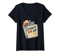 Mujer Light Em Up 4th of Patriotic July Vintage Matchbook USA Camiseta Cuello V