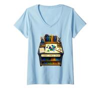 Mujer Light Table Calm Banco de Manualidades en Vidrio con Mesa Camiseta Cuello V