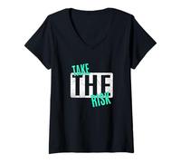 Mujer Light Teal Aqua Take The Risk Light Teal Aqua Graphic Camiseta Cuello V