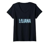 Mujer Liliana Sea Waves - Nombre Personalizado Ocean Beach Art Camiseta Cuello V