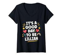 Mujer Lillian Personalized Retro Girls Custom Lillian Name Camiseta Cuello V